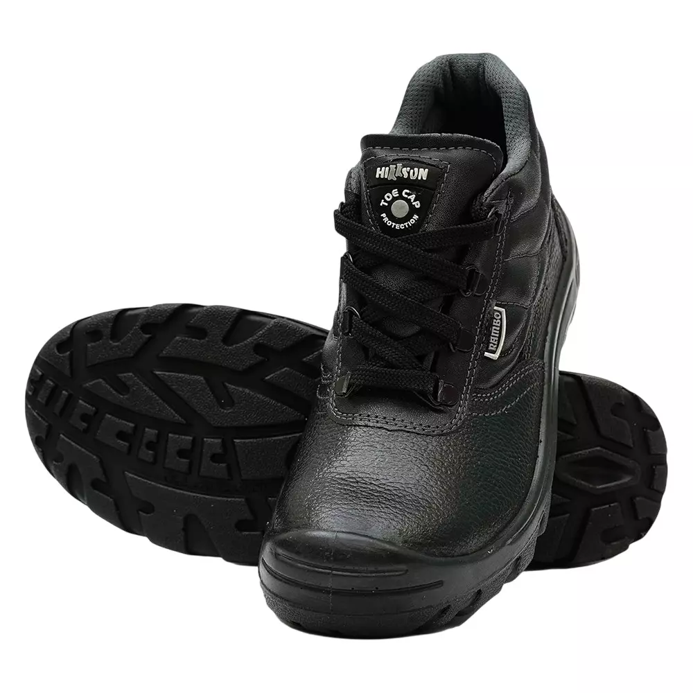 Hillson Steel Toe Safety Shoes High Ankle PU Sole High Ankle Size UK 9 Black, Rambo
