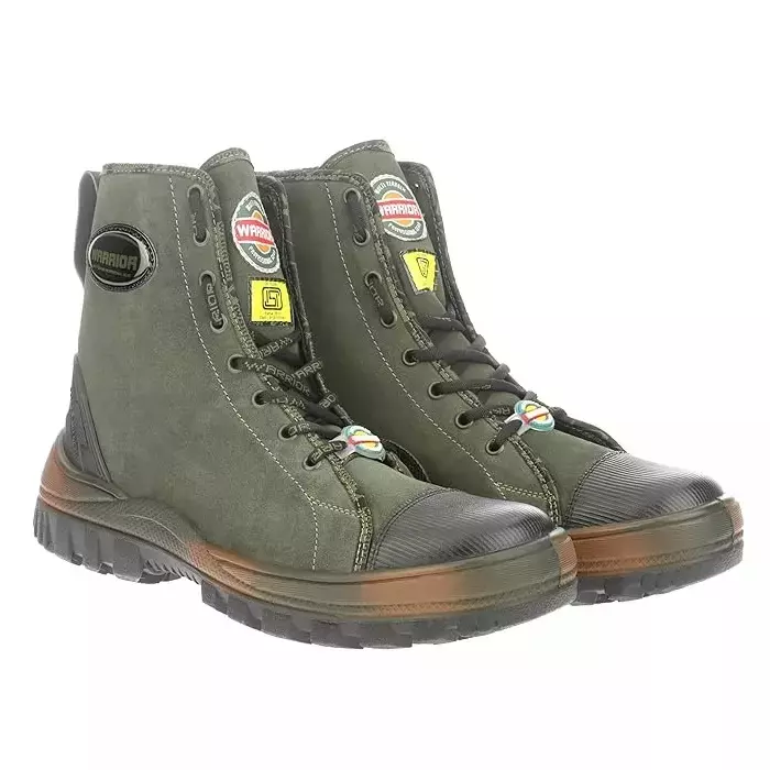 Liberty Warrior Hard Toe Safety Boot High Ankle Olive Green UK 7, Super Jungle King