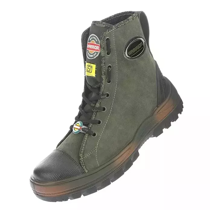 Liberty Warrior Hard Toe Safety Boot High Ankle Olive Green UK 7, Super Jungle King