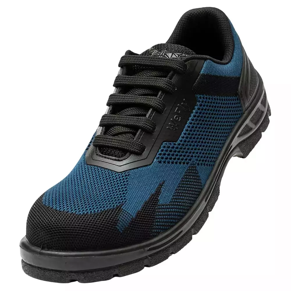 Hillson Hard Toe Safety Shoes PU Sole Low Ankle Blue Breathable Flyknit Fabric Size UK 8, WF01 BLUE