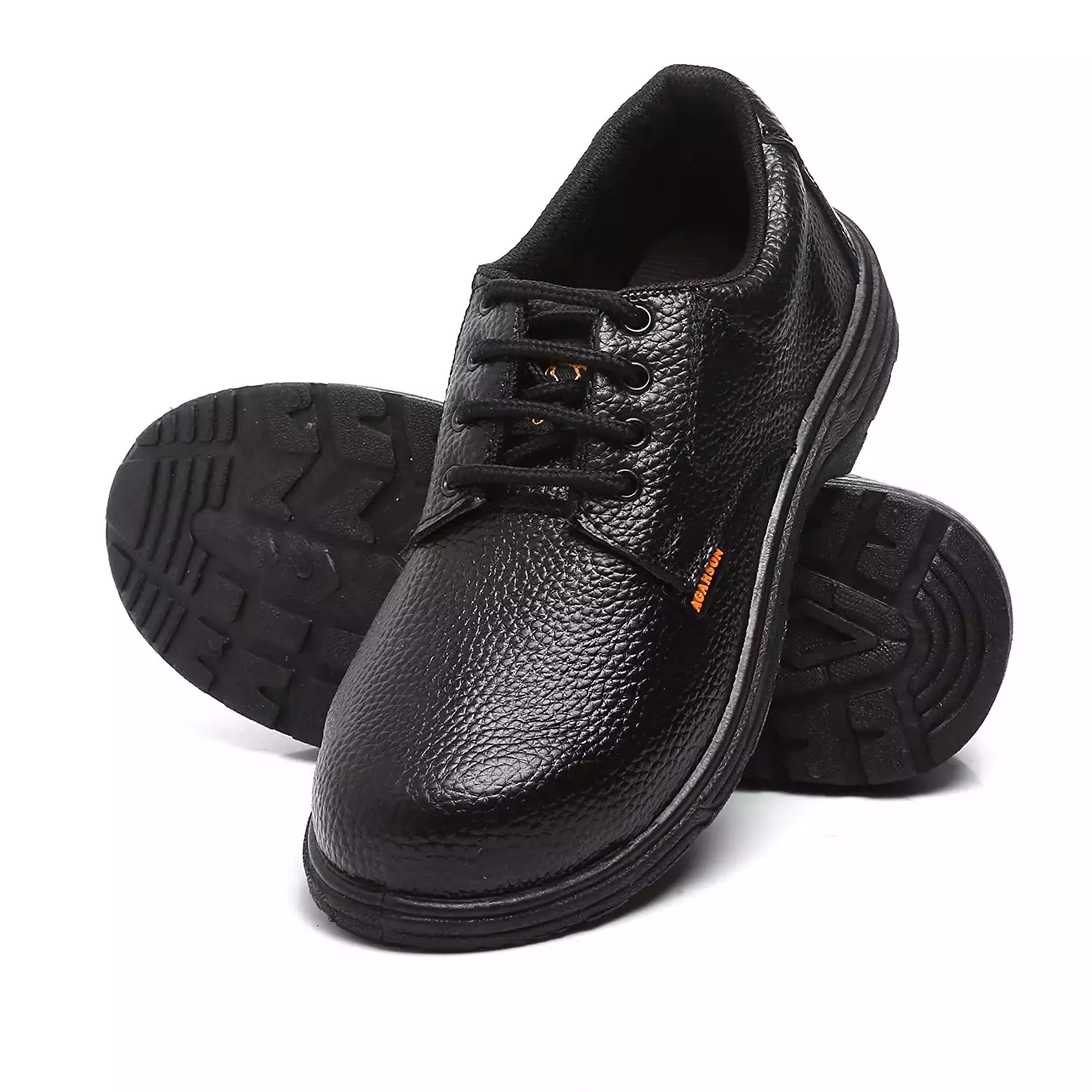Agarson Steel Toe Safety Shoes Low Ankle PVC Sole Black Full Grain Leather Size UK 7, CAPTAIN Black-7