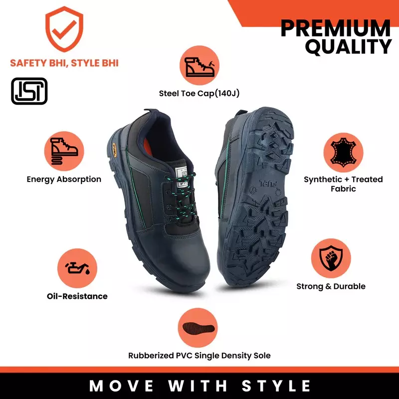 Fuel Steel Toe Safety Shoes Rubberized PVC Single Density Low Ankle Blue Synthetic & Treated Fabric for Mens Size UK10, ARMOUR-3-SD BLUE