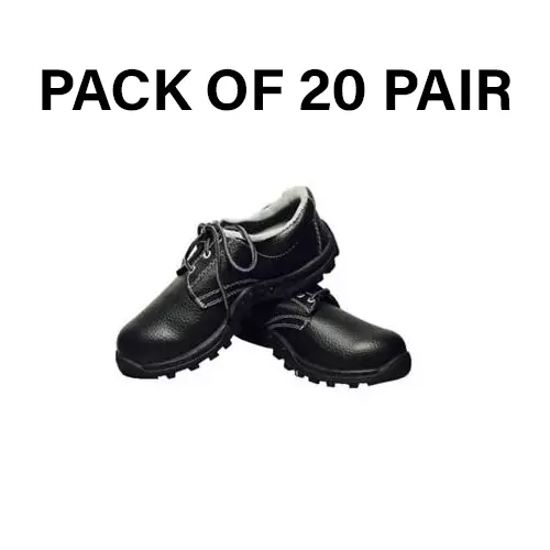 Safe Dot Steel Toe Safety Shoe Low Ankle PVC Sole Black for Industrial Use UK6 , SS-05 (Pack of 20 Pair)