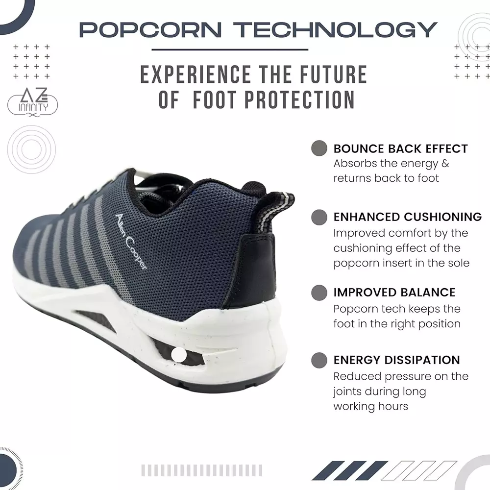 Allen Cooper Composite Toe Safety Shoe Low Ankle PU Sole UK 12 Size Grey for Industrial Use, ACF 11719