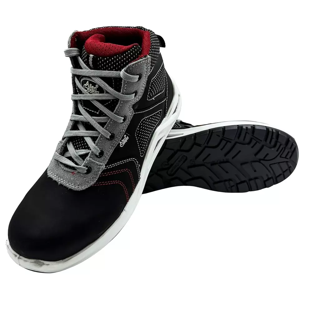 Allen Cooper Steel Toe Safety Shoe High Ankle PU Sole UK 8 Size Black for Industrial Use, ACL 11692