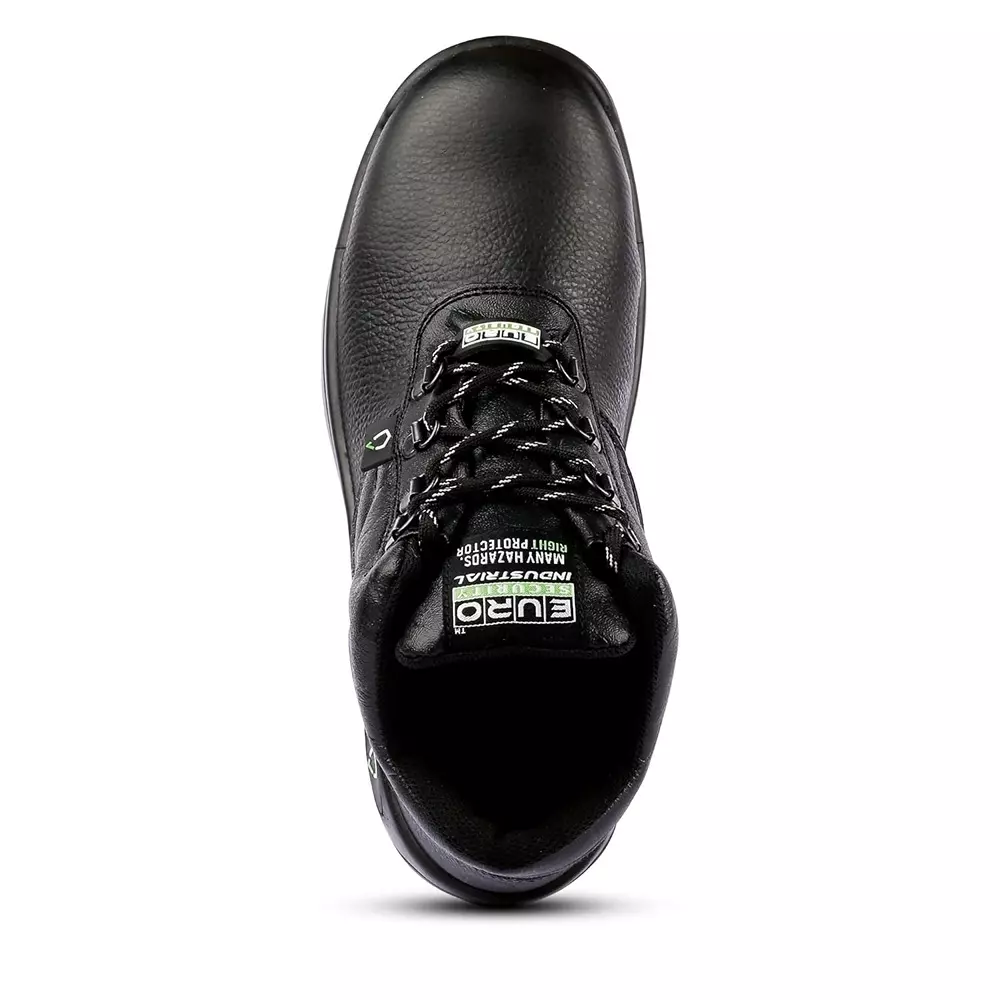 Euro Security TERMINATOR 200 J Steel Toe Safety Shoe High Ankle PU Sole UK 5 Size Grain Leather Black for Industrial Use