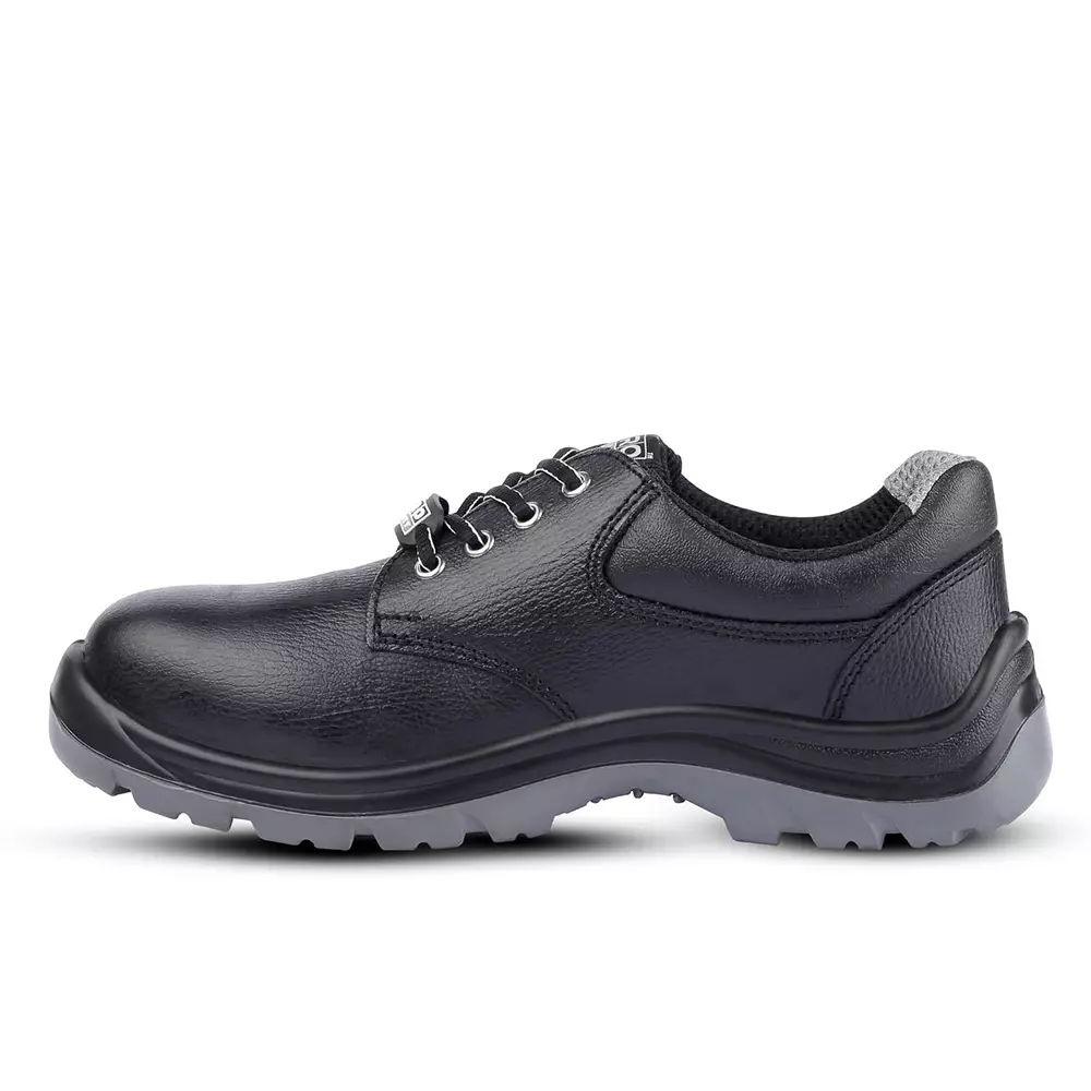 Euro Security MAXX 200 J Steel Toe Safety Shoe Low Ankle PU Sole UK 5 Size Grain Leather Black for Industrial Use