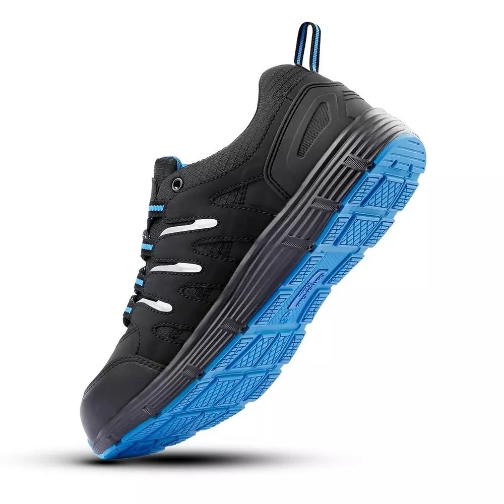 Canvas Club RIVA 200 J Steel Toe Safety Shoe Low Ankle Phylon Rubber Sole UK 7 Size Blue & Black Synthetic Nubuck Micro Fiber