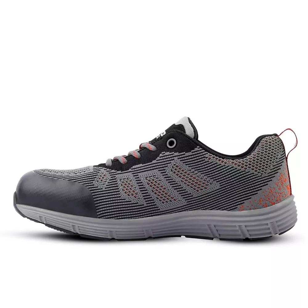 Canvas Club PISA 200 J Fiber Glass Toe Safety Shoe Low Ankle Phylon Rubber Sole UK 10 Size Grey Premium Knitted Textile