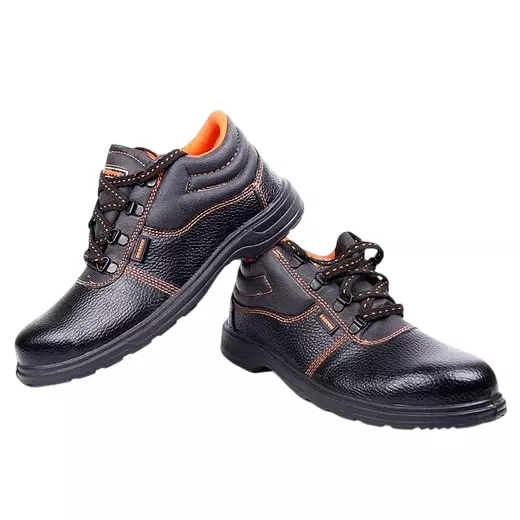 Safe Work Safety Shoes Steel Toe with 200 J Low Ankle PVC Sole PVC Black UK 7 Size for Industrial Use