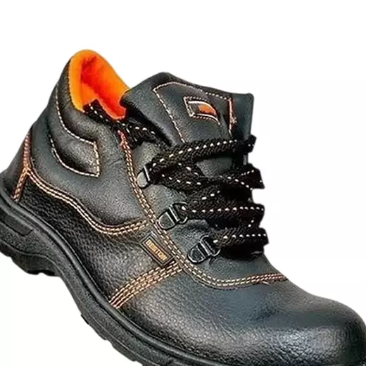Safe Work Safety Shoes Steel Toe with 200 J Low Ankle PVC Sole PVC Black UK 7 Size for Industrial Use