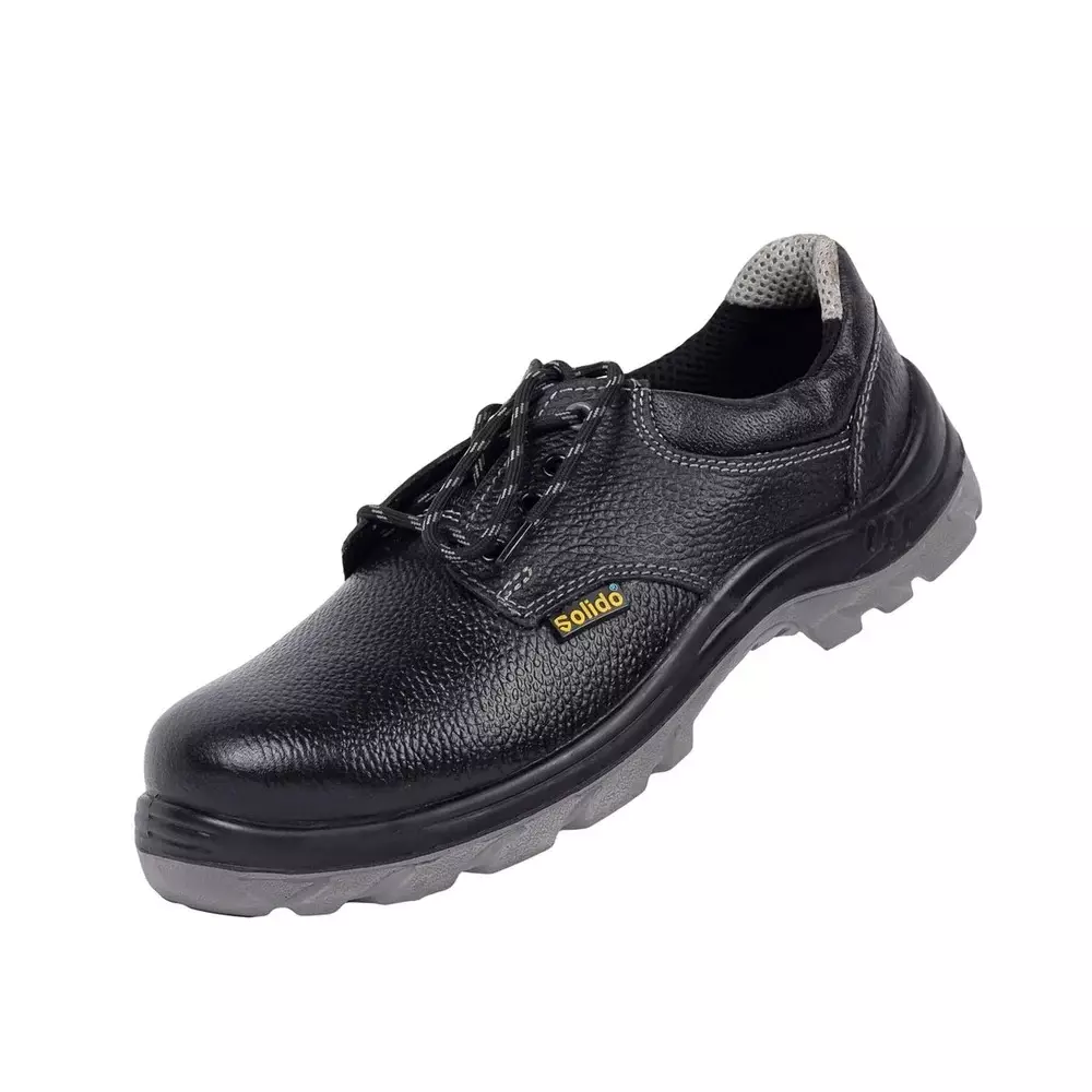 Solido Essentials Safety Shoes Low Ankle PVC Sole Double Density PU Black Size UK 7, SY01