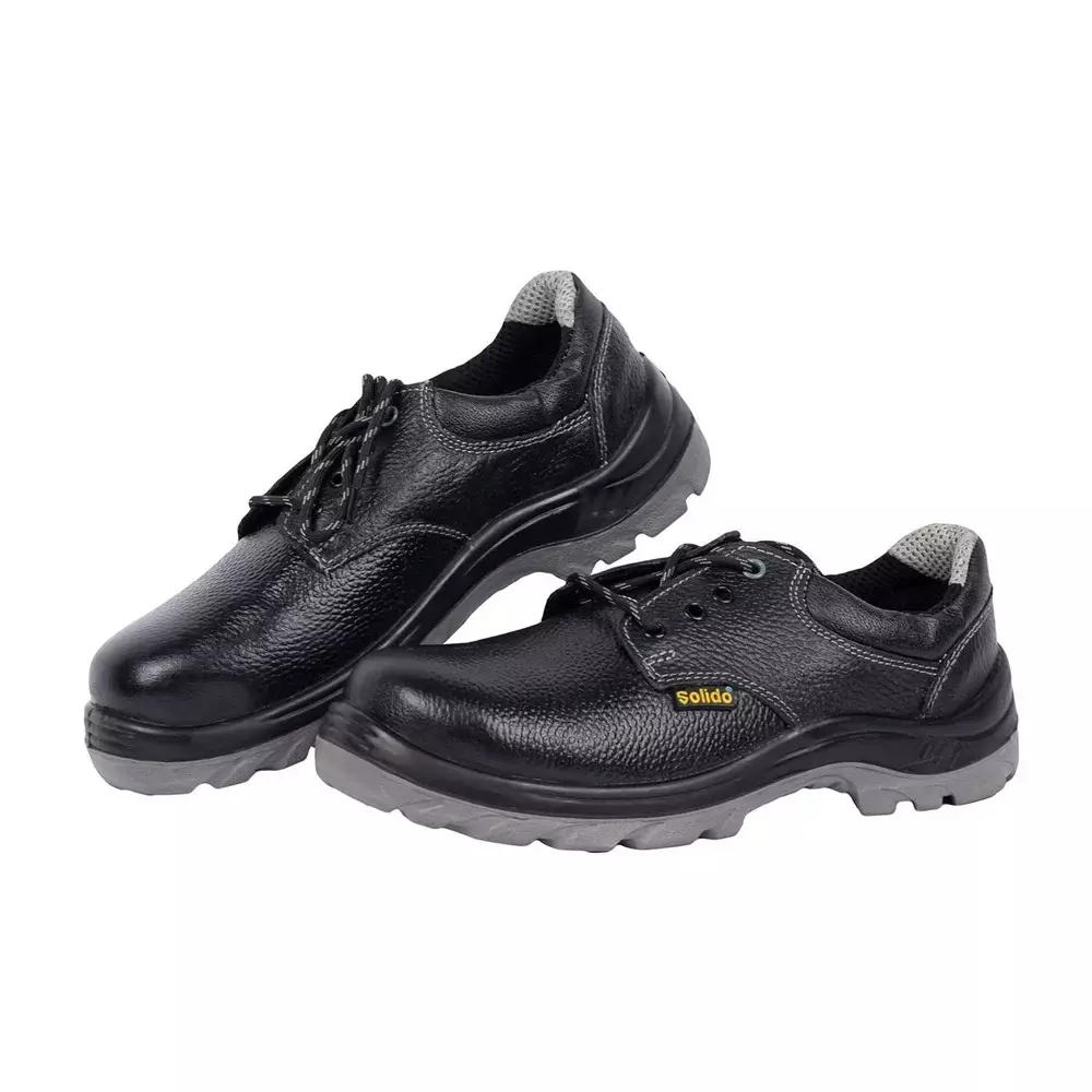 Solido Essentials Safety Shoes Low Ankle PVC Sole Double Density PU Black Size UK 7, SY01