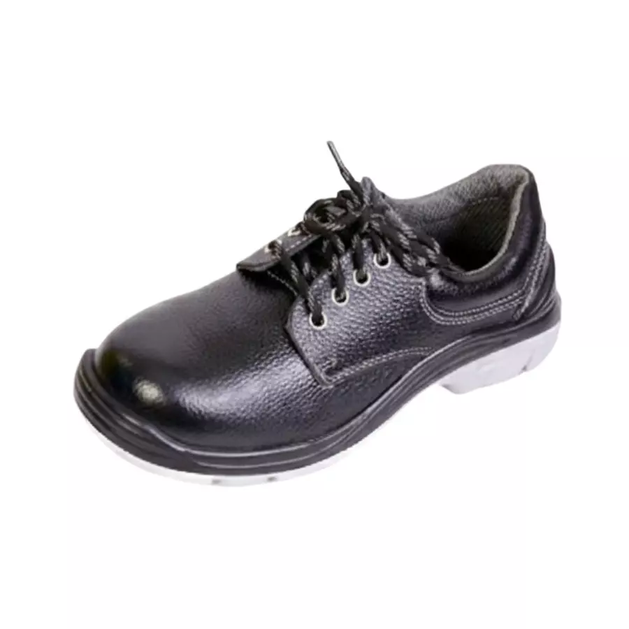 Safe N Sure DYNAX Safety Shoe Low Ankle PU Sole Steel Toe Genuine Buff Grain Leather Black Size UK 10