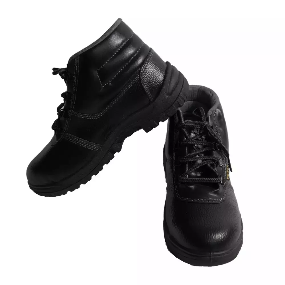 GENERIC Premium Series Steel Toe Safety Shoes High Ankle PVC Sole Size UK 6 Black, Power-6