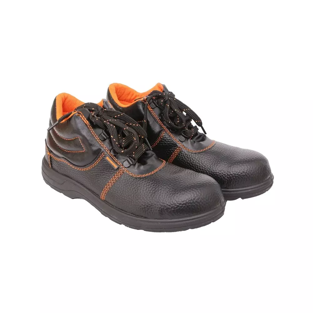 HindPro Steel Toe Safety Shoes Single Density PVC Sole Low Ankle Black Barton Print Synthetic Leather Size UK 8, Richmond