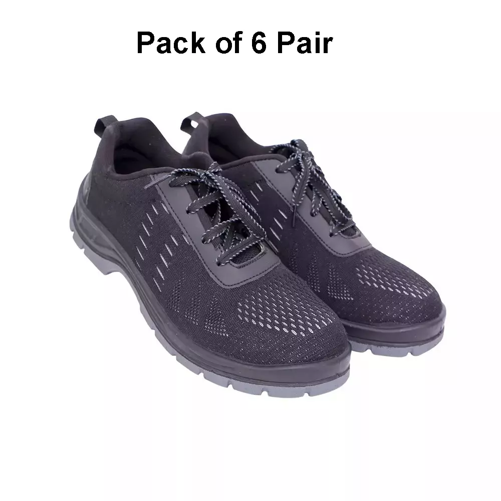 hindpro-fiber-toe-safety-shoes-single-density-pu-sole-low-ankle-black-grey-fabric-upper-size-uk-11-magna-pack-of-6-pairs