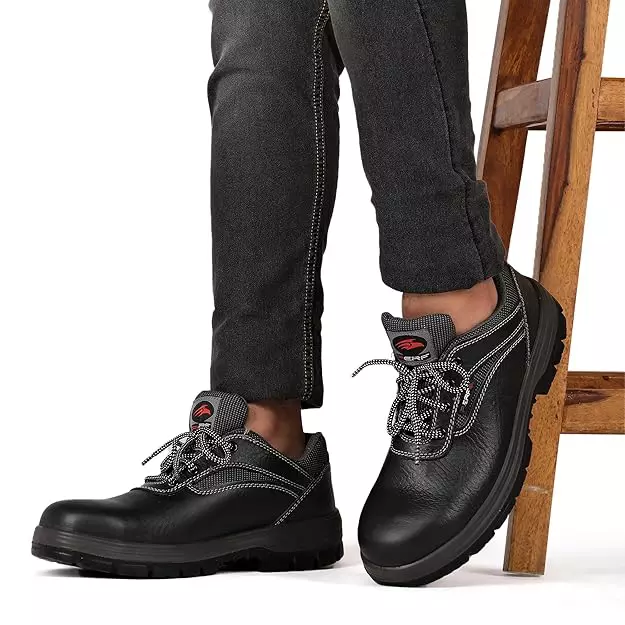 perf-steel-toe-safety-shoe-low-ankle-pu-sole-uk-10-size-black-leather-for-ethnic-industrial-use-zest-lite