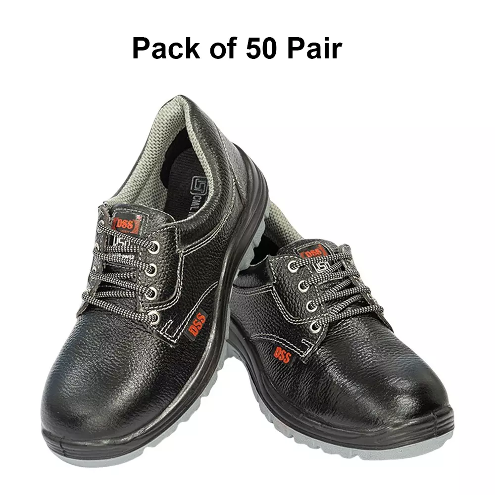 dss-steel-toe-safety-shoes-double-density-pu-sole-low-ankle-black-buff-grain-leather-size-uk-11-dss-135-dd-50-pair