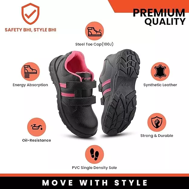 fuel-steel-toe-safety-shoes-single-density-pvc-sole-low-ankle-black-pink-leather-size-uk-10-for-female-riga