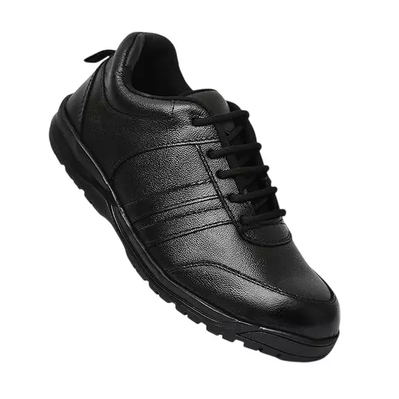 Torzu Steel Toe Safety Shoes Rubber Sole Low Ankle Black Real Leather Size UK 8