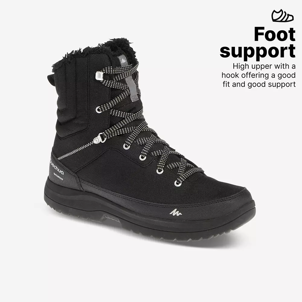 quechua-hiking-boots-round-toe-high-ankle-synthetic-polyurethane-polyester-rubber-sole-size-55-black-nh100