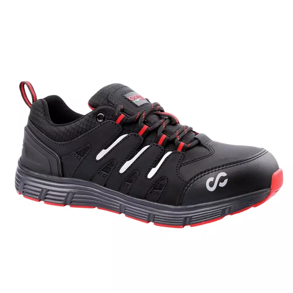Canvas Club Riva Red Low Ankle Safety Shoes 200J Steel Toe Phylon Mid-Sole & Rubber Out-Sole Black UK 6 Size for Industrial Use