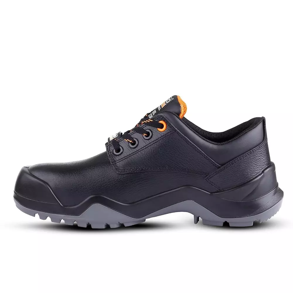 euro-security-dominator-low-ankle-safety-shoes-200j-fiber-glass-toe-pu-sole-black-uk-7-size-for-industrial-use