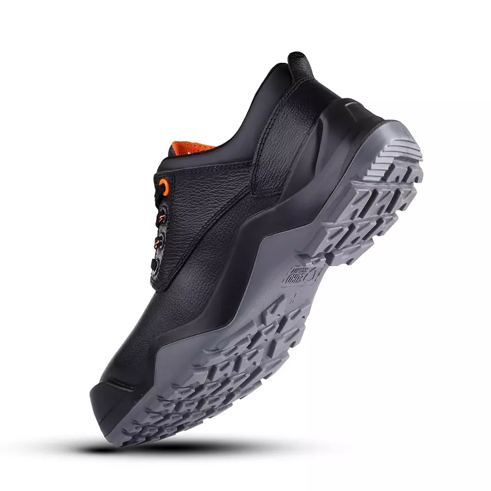 euro-security-dominator-low-ankle-safety-shoes-200j-fiber-glass-toe-pu-sole-black-uk-7-size-for-industrial-use