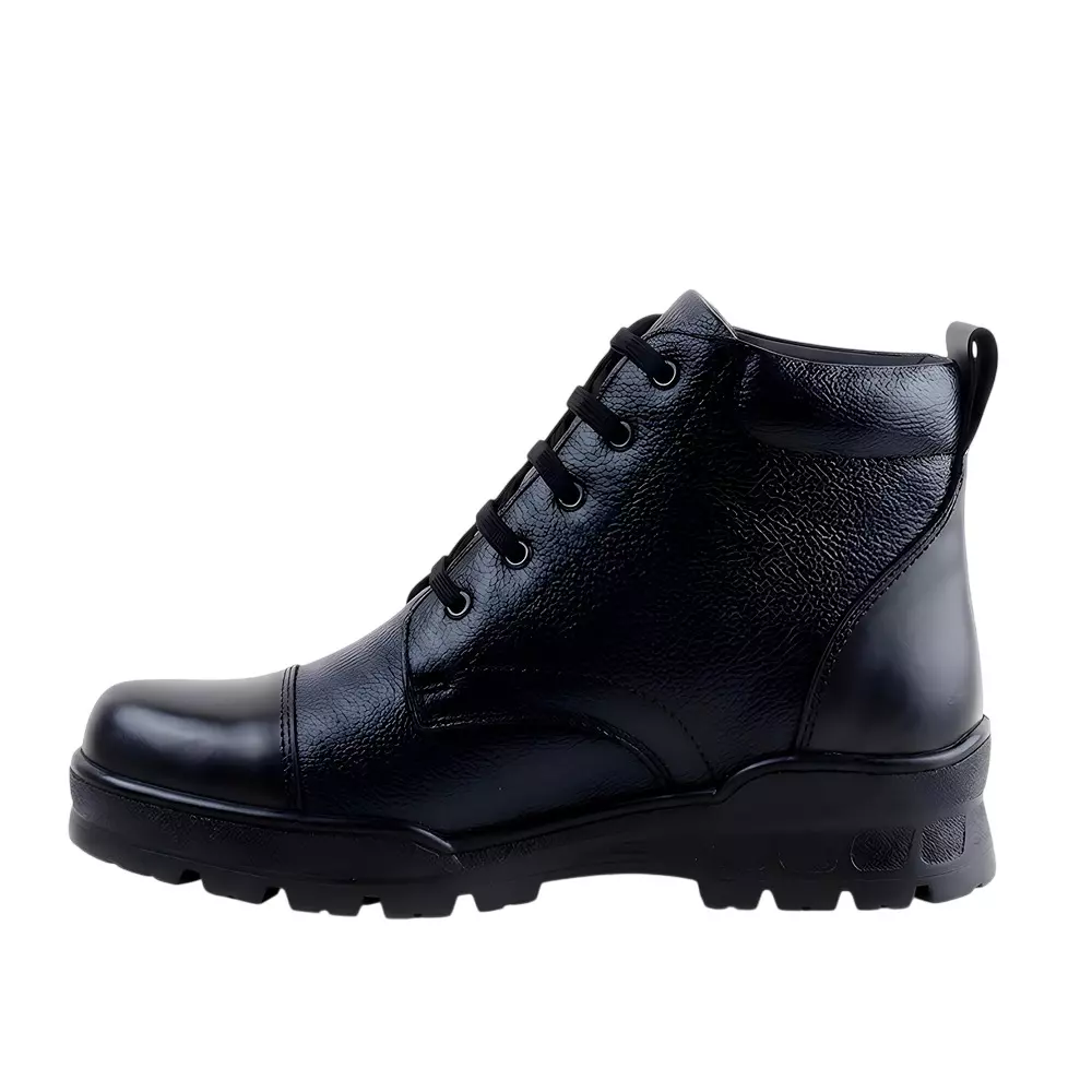 WUGO Stainless Steel Safety Shoes High Ankle Airmix Sole Leather Black UK 10 Size for Industrial, Security, Tactical, Construction Use, M1003B