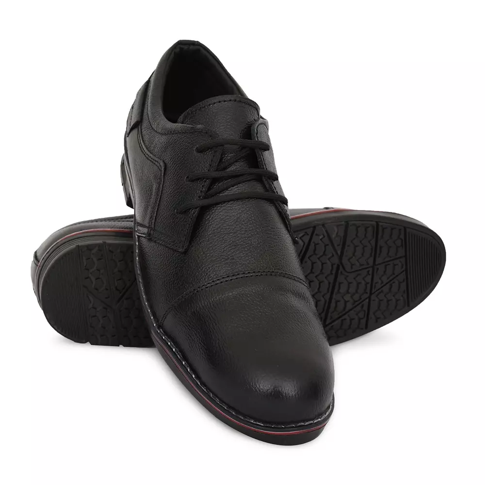 Torzu Low Ankle Leather Safety Shoes with Steel Toe Black UK 7 Size, TZU-ST-ISI-BLK A 224