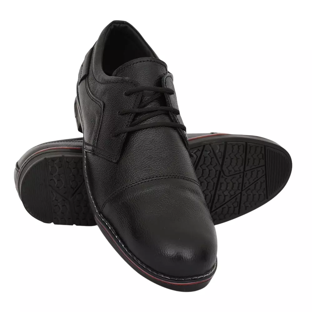 Tor Safety Shoes Steel Toe Low Ankle Rubber Sole Leather Size UK 9 Black, TZU-ST-ISI-BLK A 224
