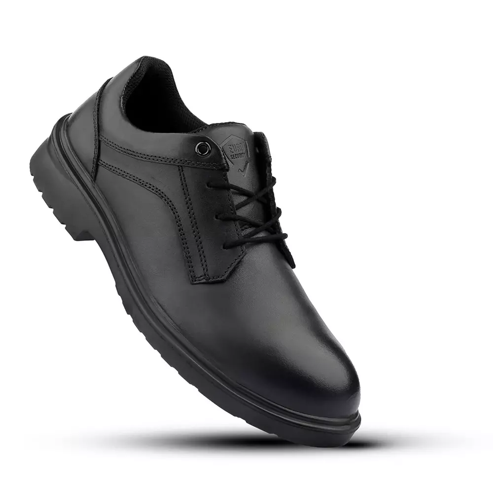 Euro Security Low Ankle Safety Shoe 200J Stainless Steel Toe Cap PU Sole Black Premium Leather UK 06 Size, 82691-MAYFAIR-BLACK-06