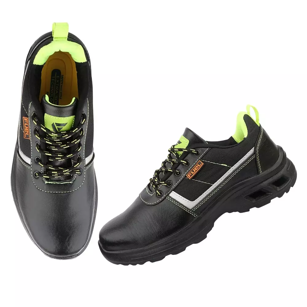 fuel-low-ankle-safety-shoes-steel-toe-100j-pvc-sole-black-green-uk-8-for-industrial-factory-warehouse-use-carbon