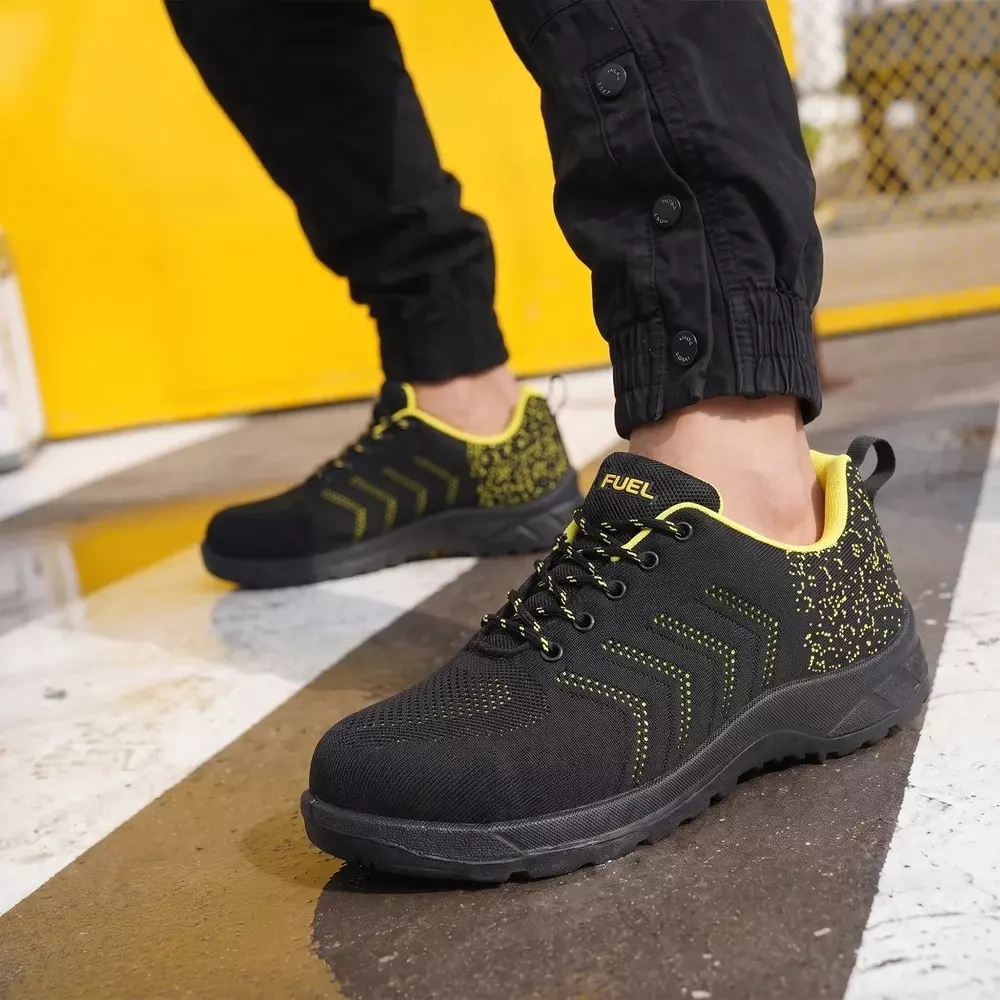 fuel-low-ankle-safety-shoes-steel-toe-100j-pvc-duster-sole-black-yellow-uk-11-for-industrial-sports-use-arsenal-sports