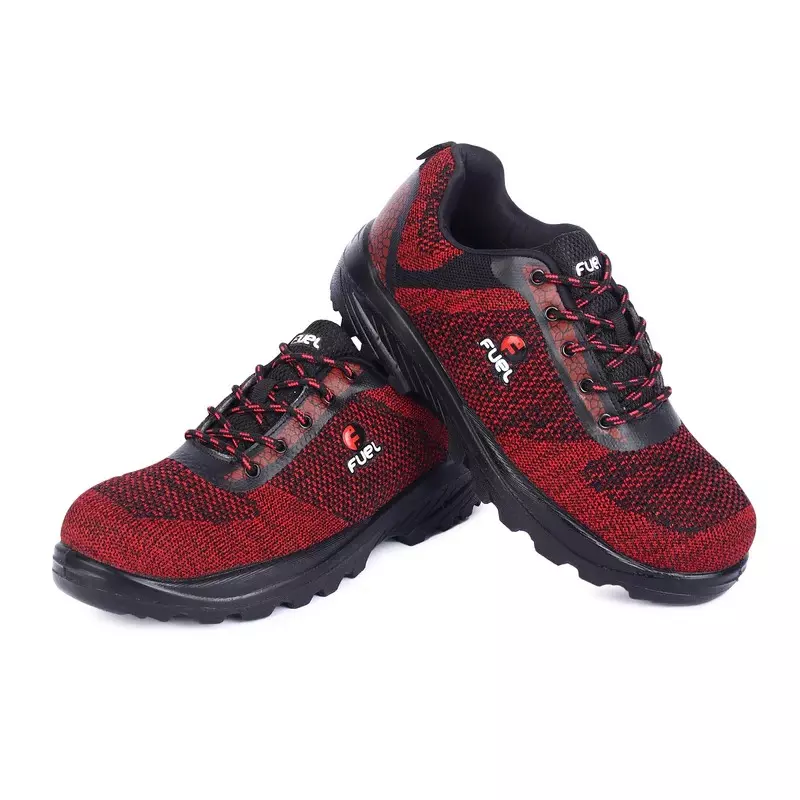 Fuel Steel Toe Safety Shoes Low Ankle Single Density PU Sole Red, Boulder Size UK 7