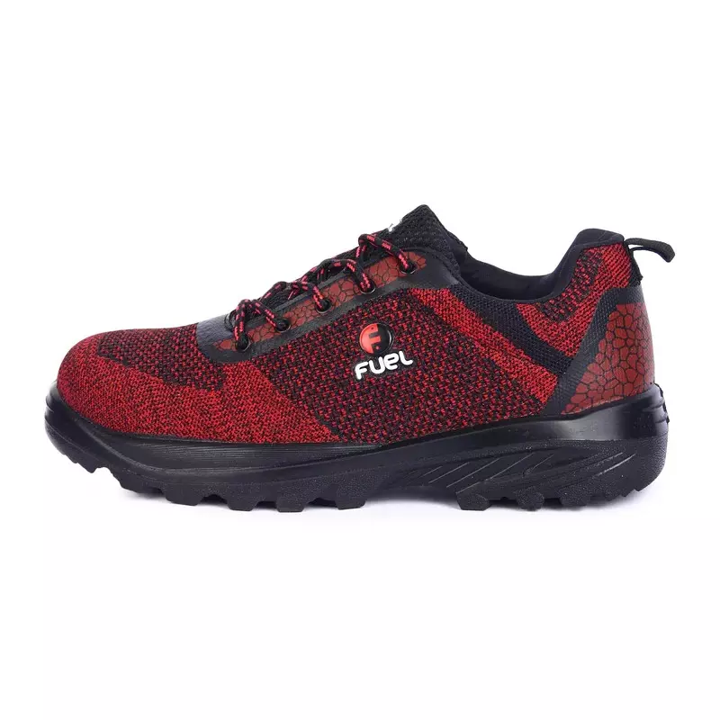Fuel Steel Toe Safety Shoes Low Ankle Single Density PU Sole Red, Boulder Size UK 7