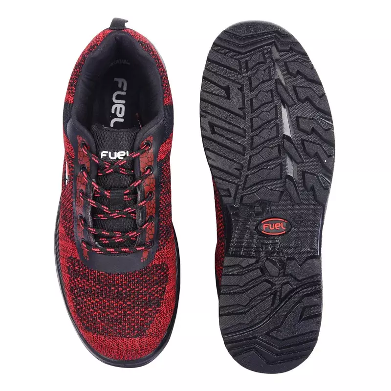 Fuel Steel Toe Safety Shoes Low Ankle Single Density PU Sole Red, Boulder Size UK 7