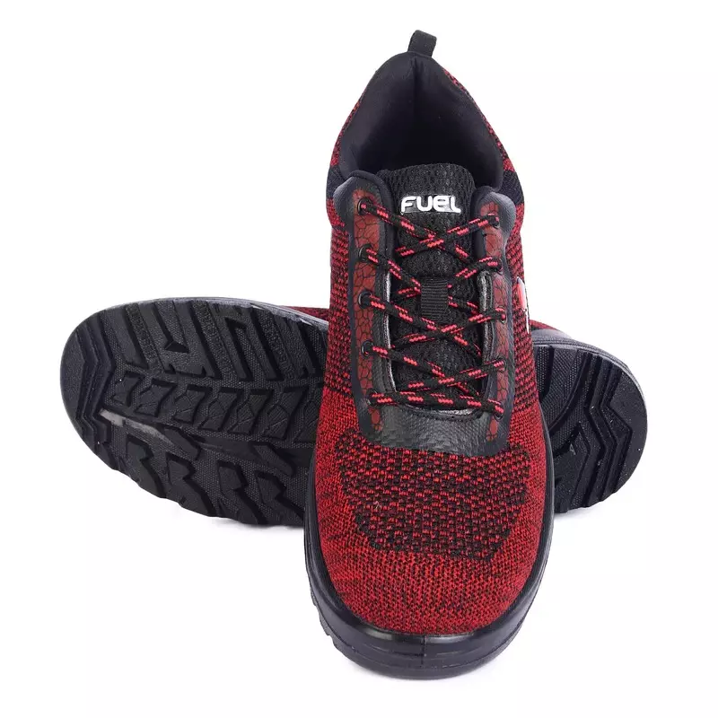 Fuel Steel Toe Safety Shoes Low Ankle Single Density PU Sole Red, Boulder Size UK 7