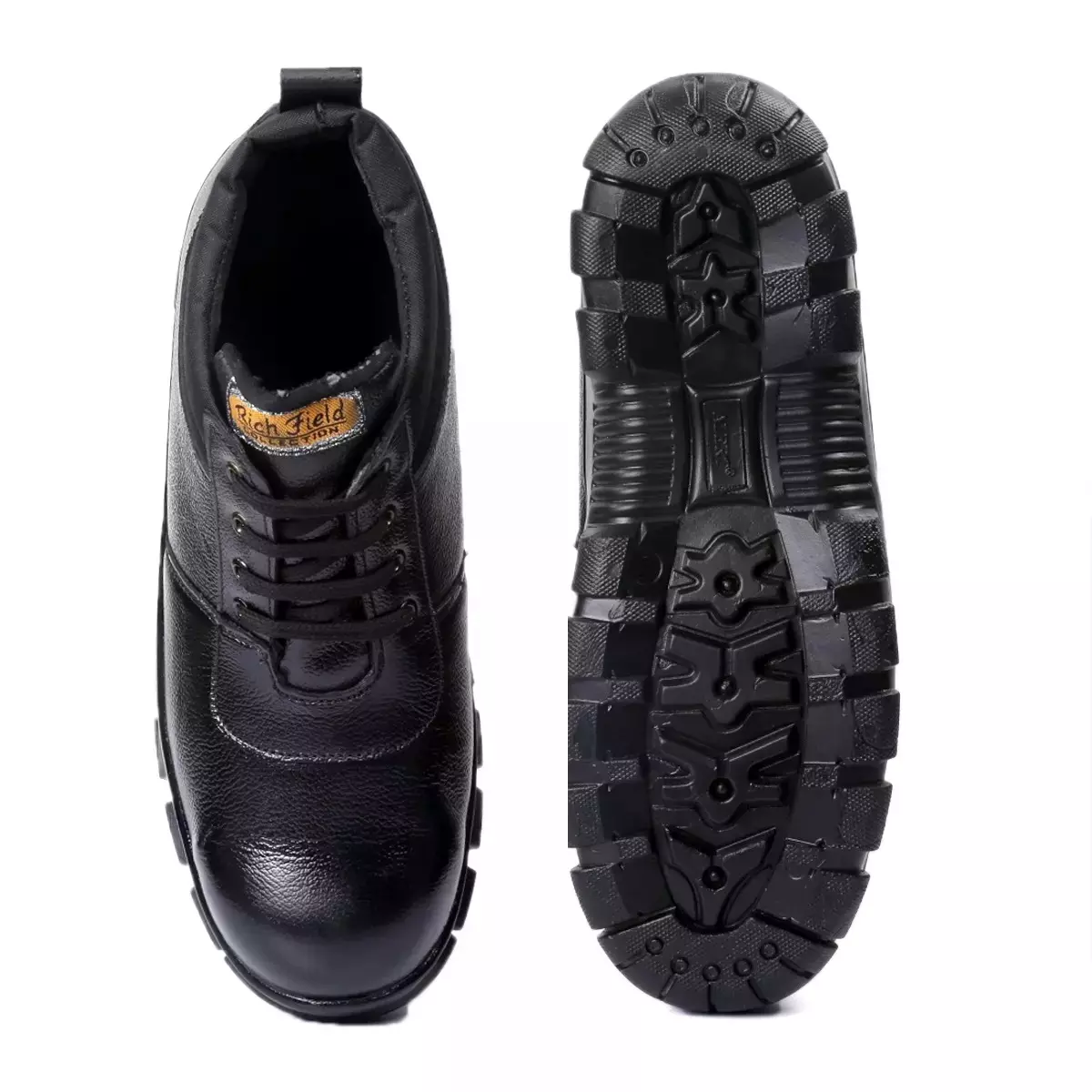 Rich Field Steel Toe Safety Shoe Genuine Leather High Ankle Size UK 9 Black, SGS1124BK