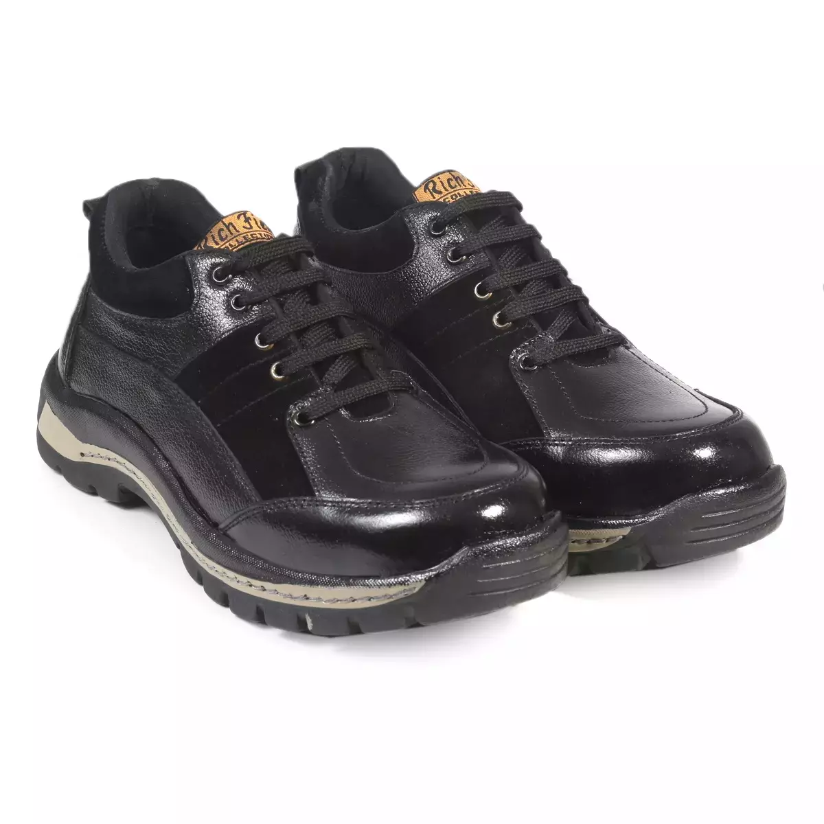 Rich Field Steel Toe Safety Shoe Genuine Leather Low Ankle Size UK 8 Black, SGS1127BK