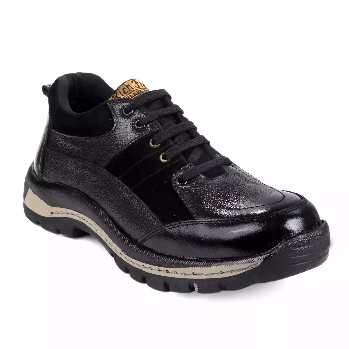 Rich Field Steel Toe Safety Shoe Genuine Leather Low Ankle Size UK 8 Black, SGS1127BK