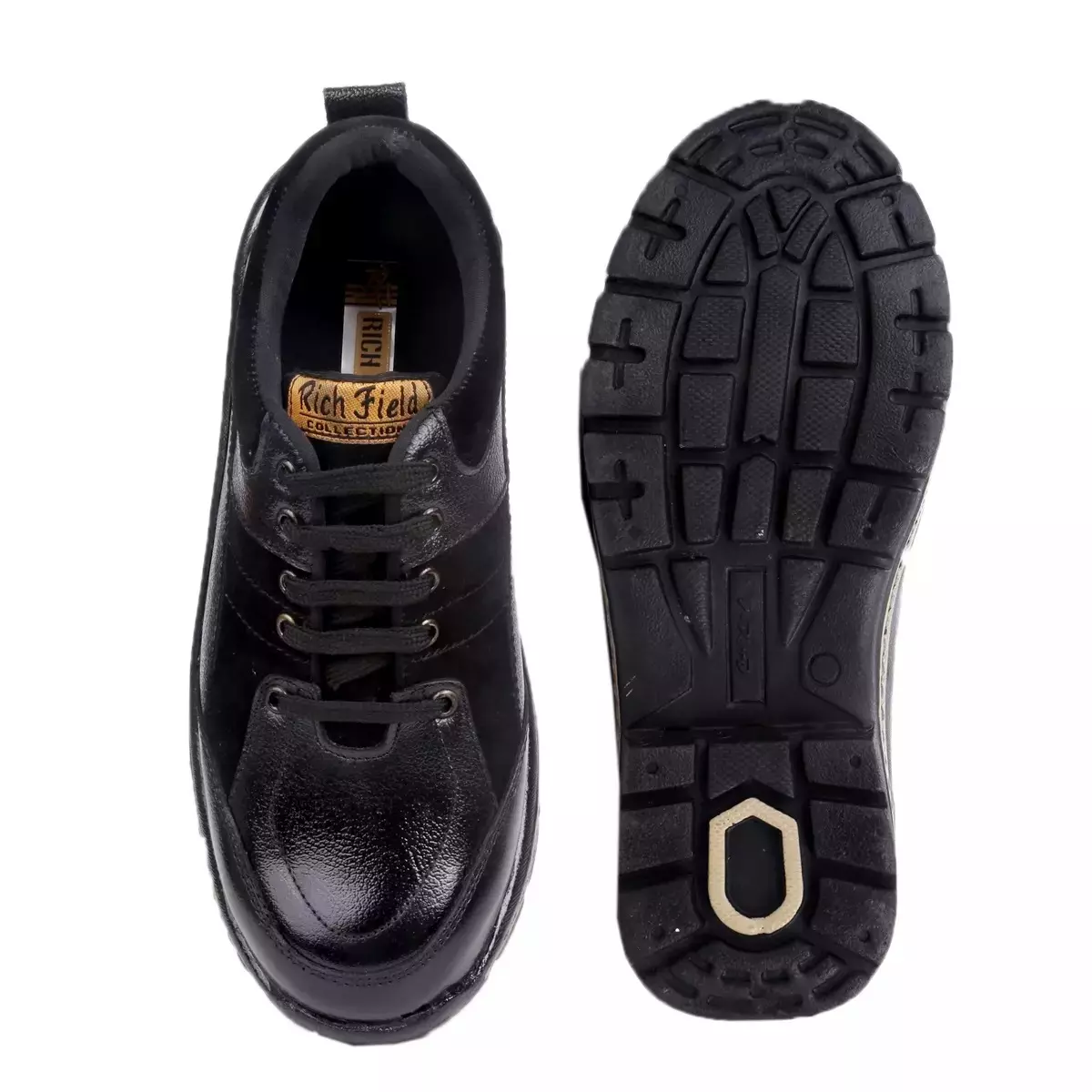 Rich Field Steel Toe Safety Shoe Genuine Leather Low Ankle Size UK 8 Black, SGS1127BK
