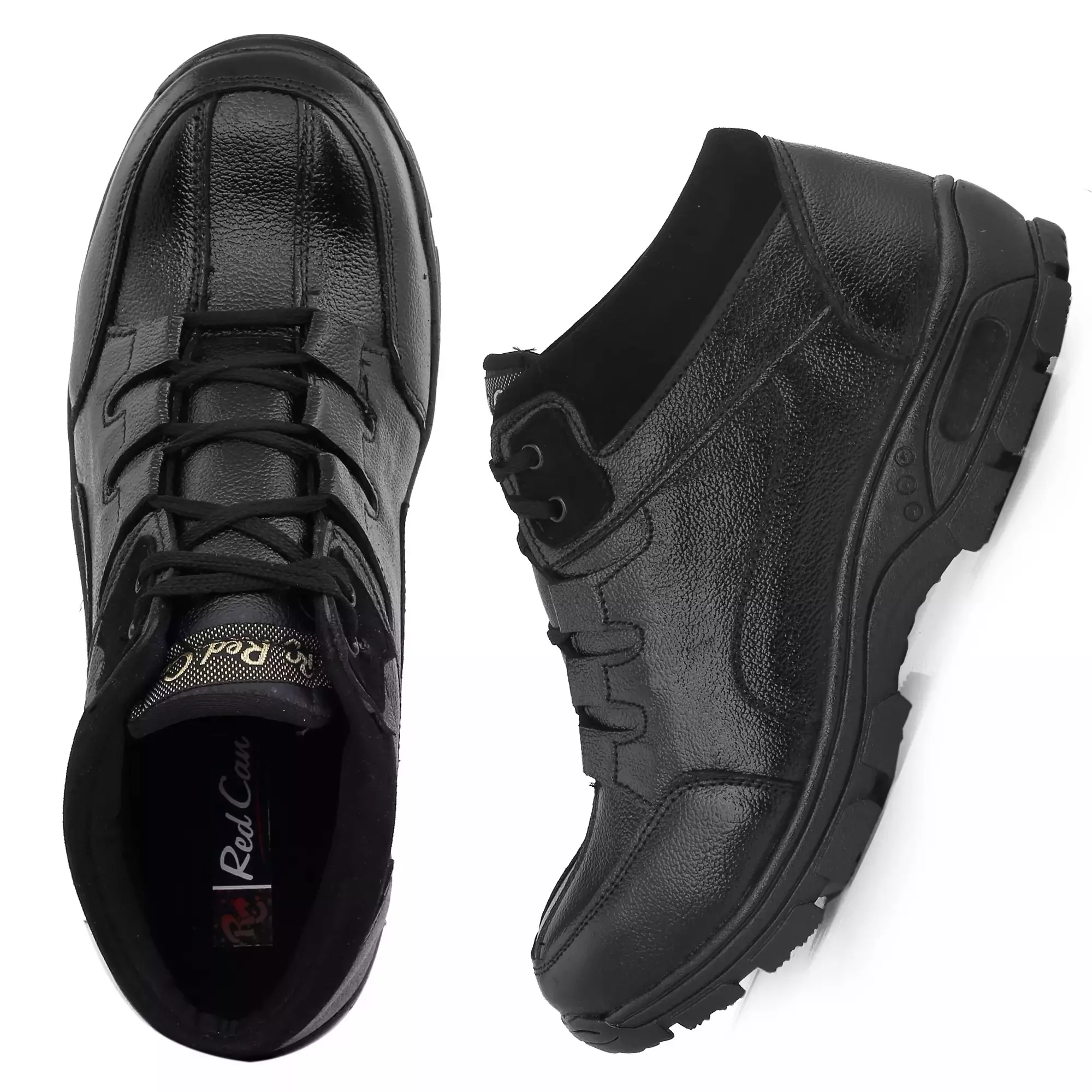 Red Can Steel Toe Safety Shoe High Ankle Genuine Leather Size UK 9 Black, SGE1173BK
