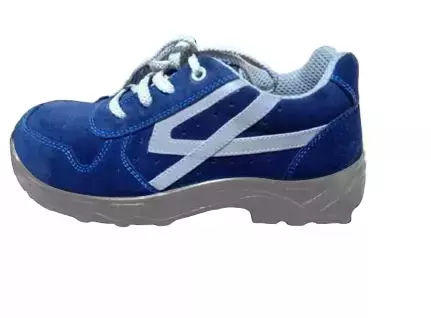 Zain Steel Toe Safety Shoes Leather Low Ankle Single Density PU Sole Size UK 8 Blue, ZM-040