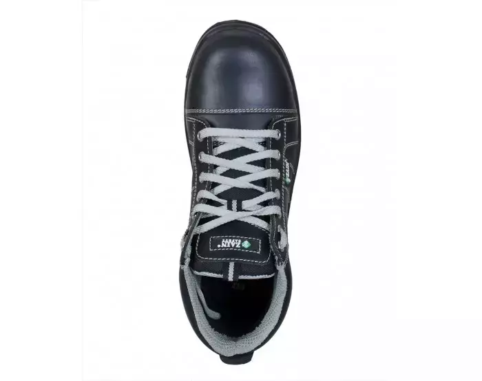 Zain Steel Toe Safety Shoes Leather High Ankle Double Density PU Sole Size UK 10 Black and Grey, Sneaker HA D/D