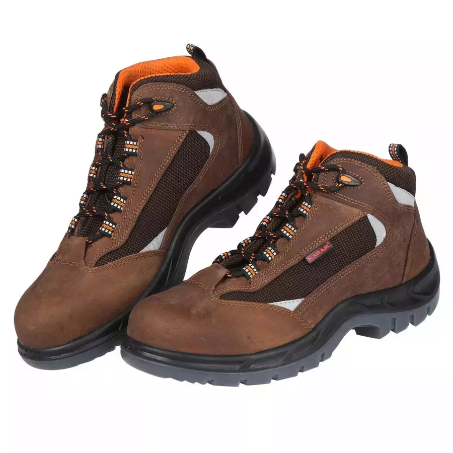 Karam Steel Toe Safety Shoes High Ankle Brown Size UK 12, FS65BR(SWDAMN)