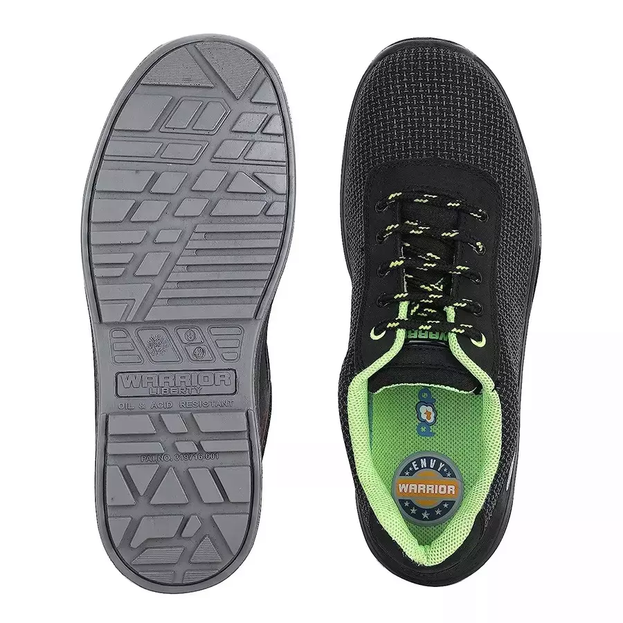 Liberty WARRIOR ENVY-SIGMA Fiber Toe Safety Shoes Low Ankle Black and Green Size UK 9
