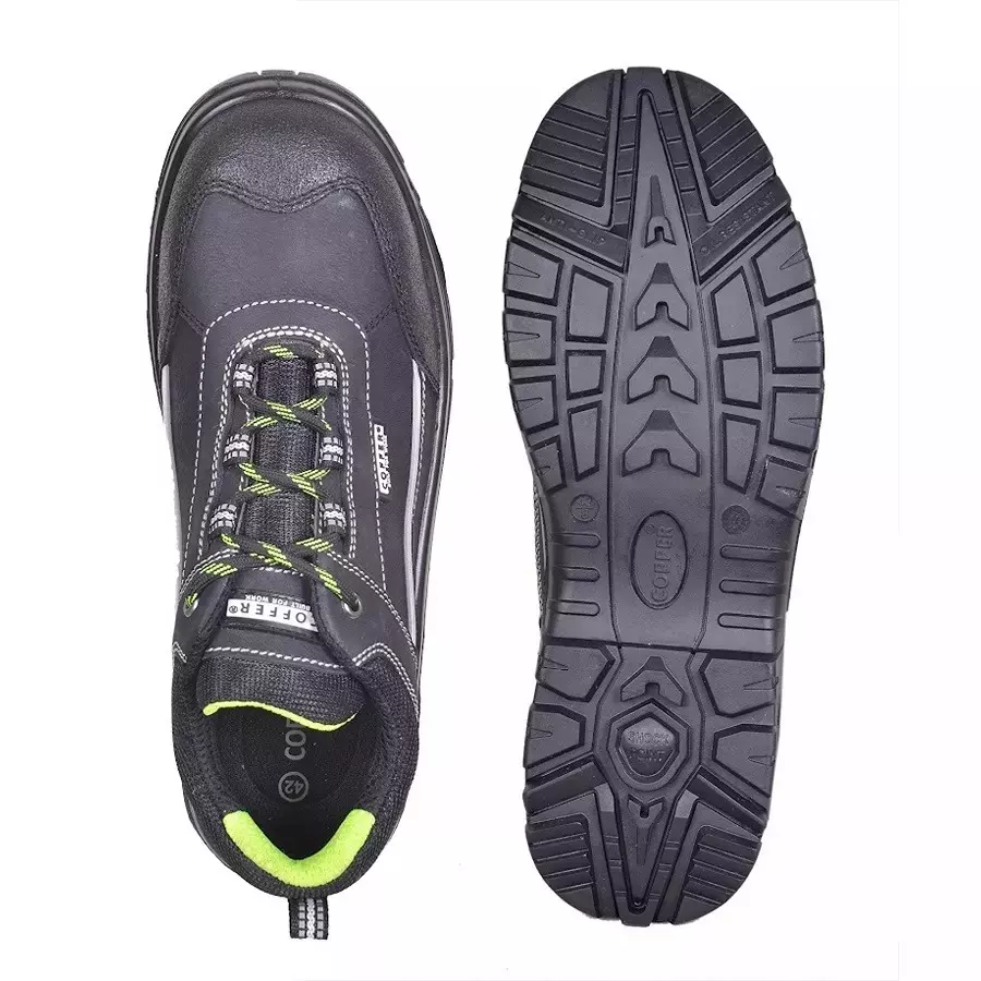 Coffer Safety Steel Toe Safety Shoes Low Ankle PU Sole Dark Grey Leather Size UK 5, 1258-5