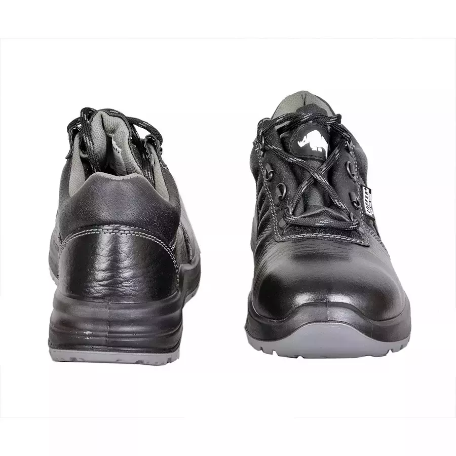 Coffer Safety Steel Toe Safety Shoes Low Ankle PU Sole Black Leather Size UK 8, 1024-8